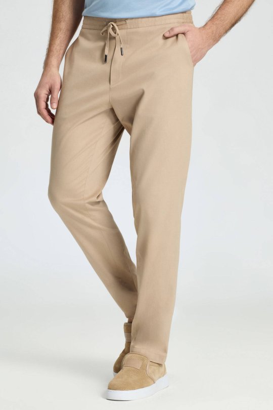 Pamuk Karışım Bej Rengi Relax Fit Jogger Pantolon