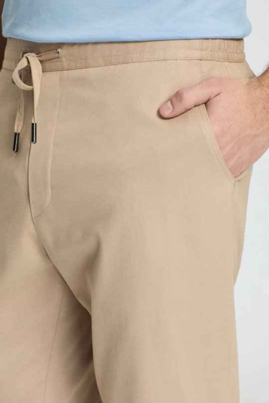 Pamuk Karışım Bej Rengi Relax Fit Jogger Pantolon