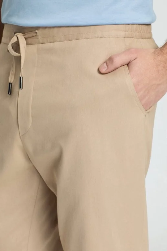 Hemington - Pamuk Karışım Bej Rengi Relax Fit İnce Jogger Pantolon (3)