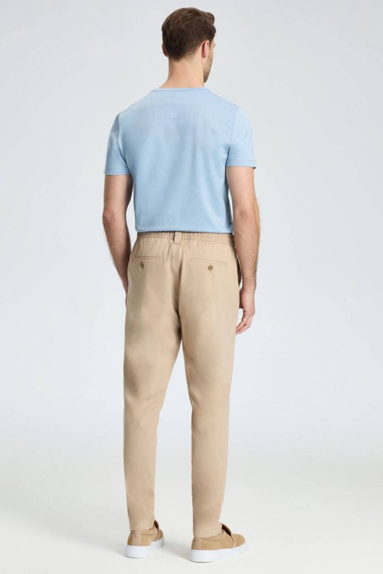 Pamuk Karışım Bej Rengi Relax Fit Jogger Pantolon