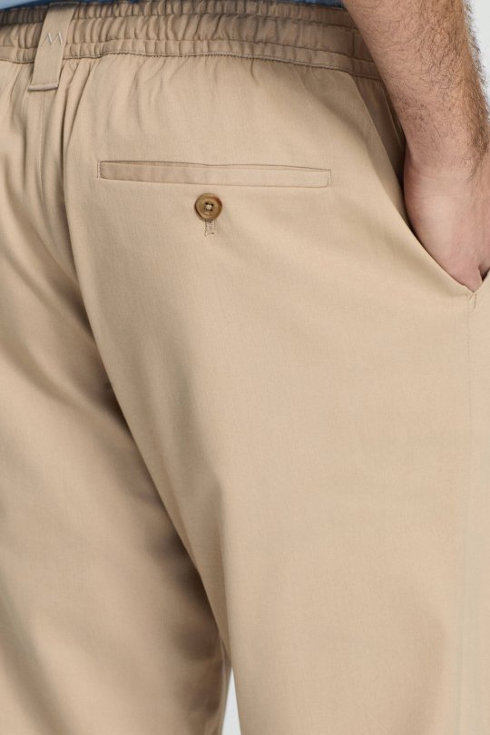 Pamuk Karışım Bej Rengi Relax Fit Jogger Pantolon