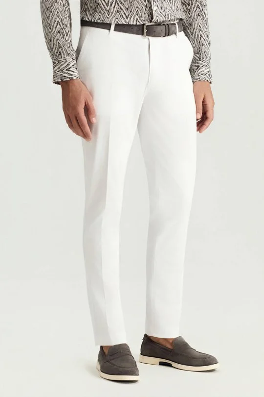 Hemington - Pamuk Karışım Beyaz Yazlık Chino Pantolon (2)