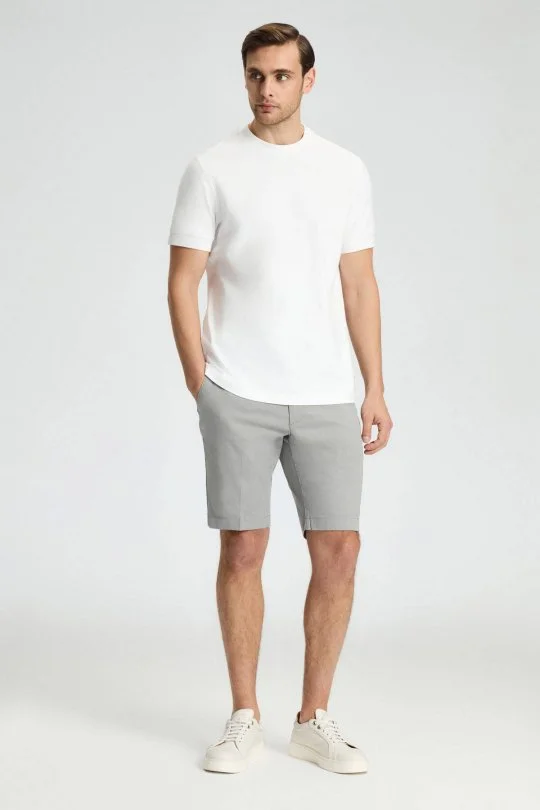 Pamuk Karışım Açık Gri Chino Şort