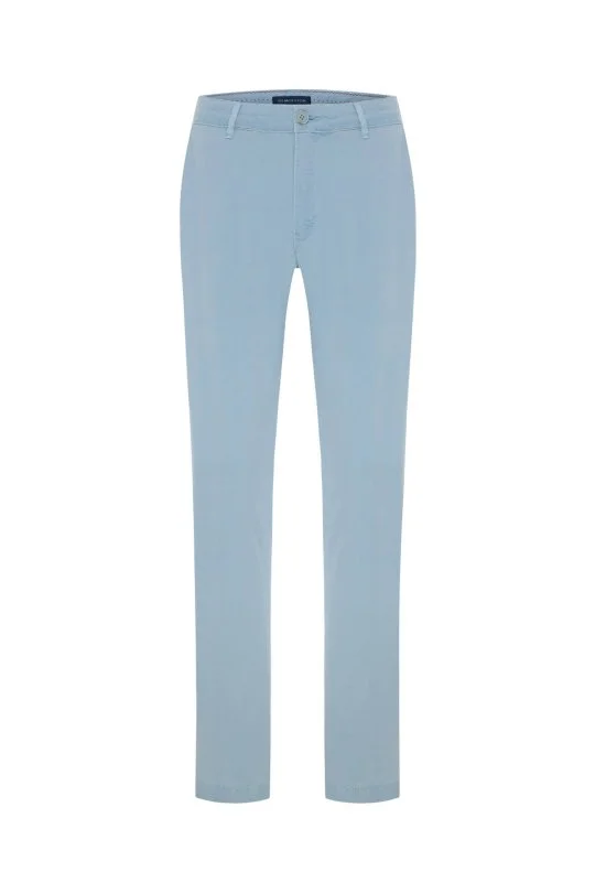 Pamuk Karışım Gök Mavisi Yazlık Chino Pantolon