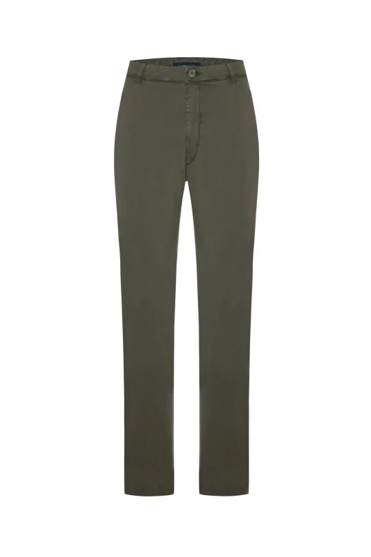 Pamuk Karışım Haki Yazlık Chino Pantolon