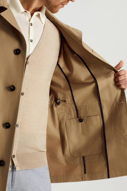 Hemington - Pamuk Karışım Kum Rengi Trençkot (4)