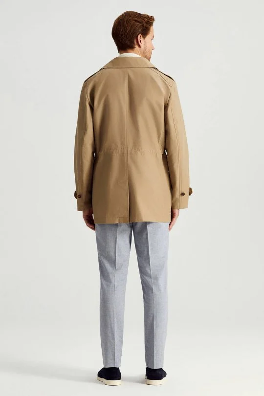 Hemington - Pamuk Karışım Kum Rengi Trençkot (7)