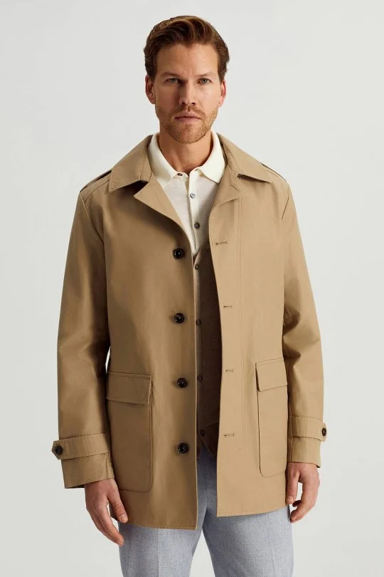 Hemington - Pamuk Karışım Kum Rengi Trençkot (2)