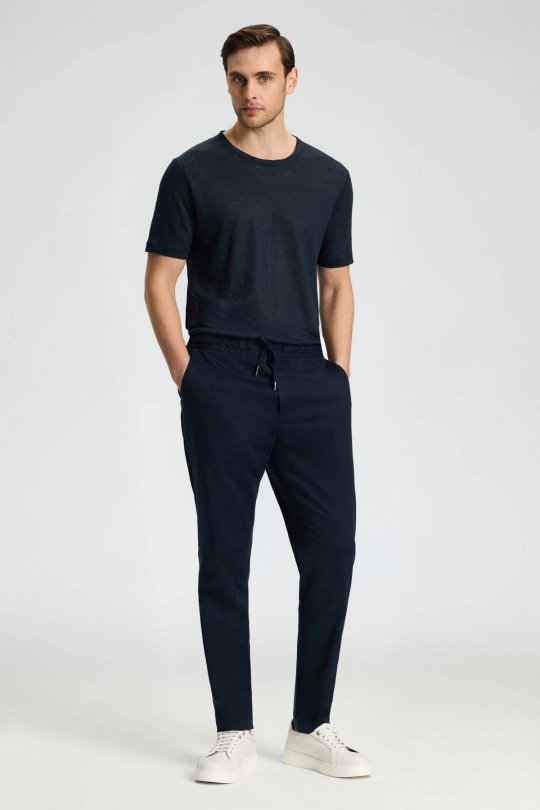 Pamuk Karışım Lacivert Relax Fit Jogger Pantolon