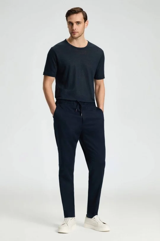 Hemington - Pamuk Karışım Lacivert Relax Fit İnce Jogger Pantolon (2)