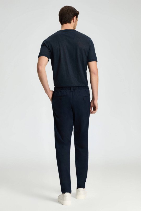 Pamuk Karışım Lacivert Relax Fit Jogger Pantolon