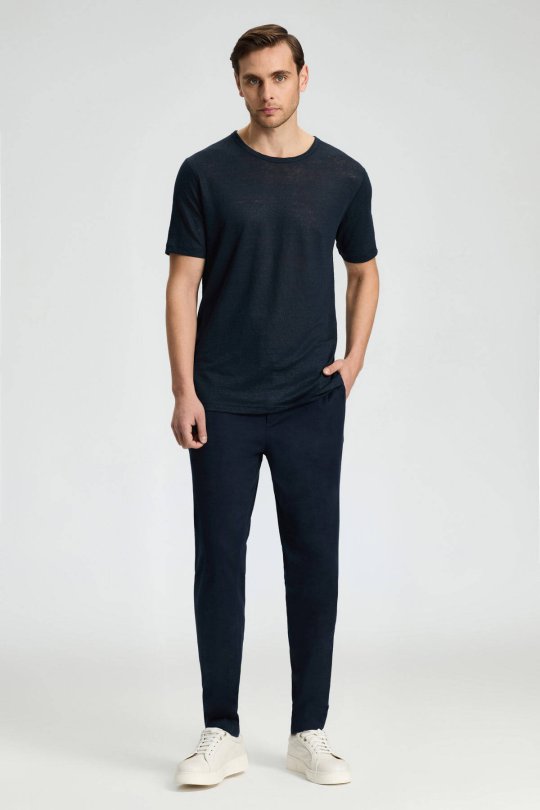 Pamuk Karışım Lacivert Relax Fit Jogger Pantolon