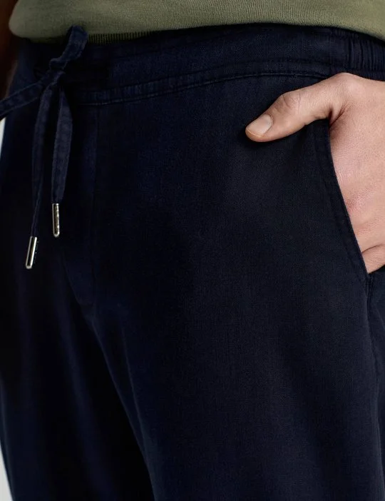 Hemington - Pamuk Karışım Lacivert Relax Fit İnce Jogger Pantolon (3)