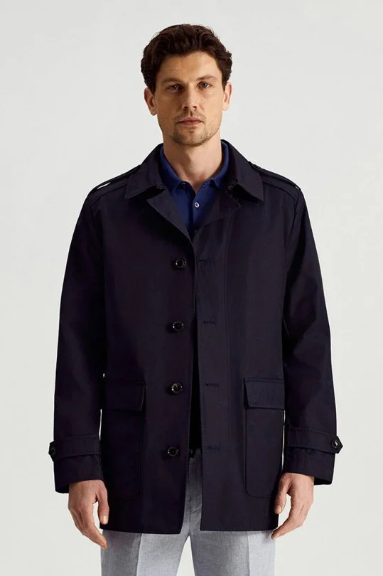 Hemington - Pamuk Karışım Lacivert Trençkot (1)