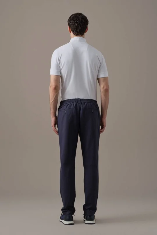 Hemington - Pamuk Karışım Relax Fit Lacivert Bağcıklı Chino Pantolon (4)