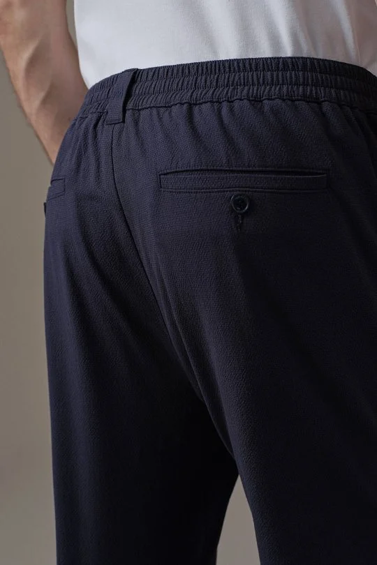 Hemington - Pamuk Karışım Relax Fit Lacivert Bağcıklı Chino Pantolon (4)