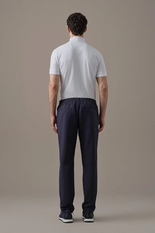 Hemington - Pamuk Karışım Relax Fit Lacivert Bağcıklı Chino Pantolon (5)