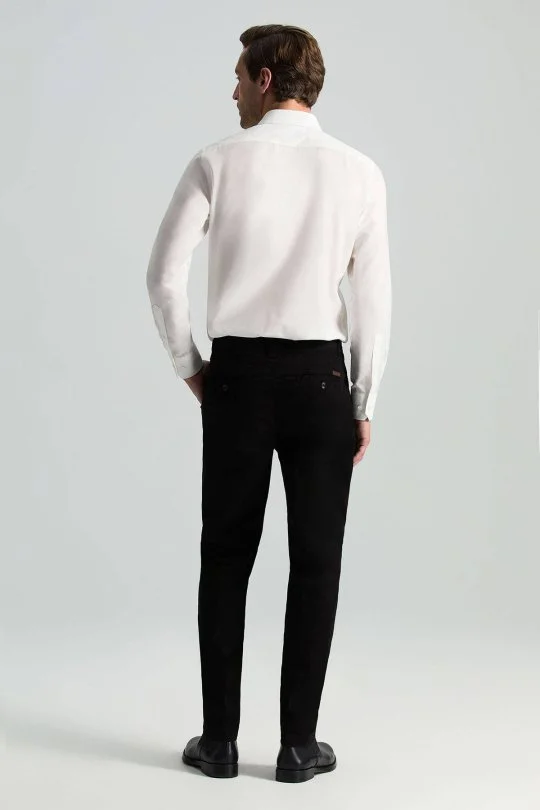 Pamuklu Siyah Regular Fit Chino Pantolon