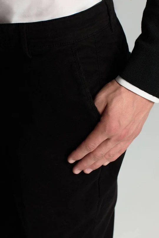 Pamuklu Siyah Regular Fit Chino Pantolon