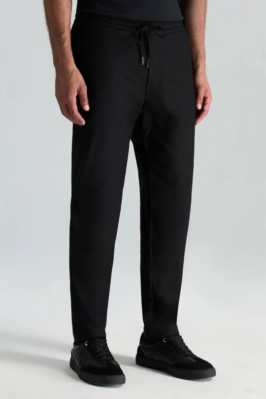 Pamuk Karışım Relax Fit Jogger Siyah Chino Pantolon