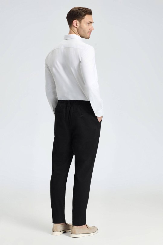 Pamuk Karışım Siyah Relax Fit Jogger Pantolon