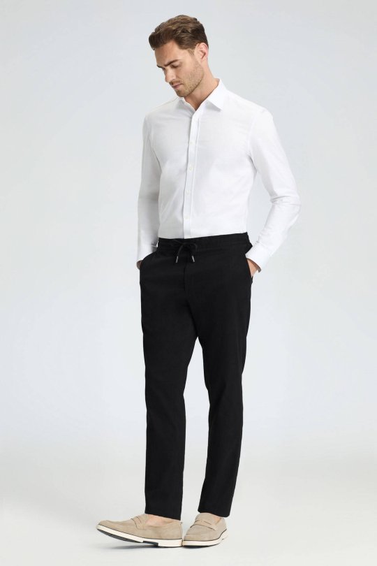Pamuk Karışım Siyah Relax Fit Jogger Pantolon