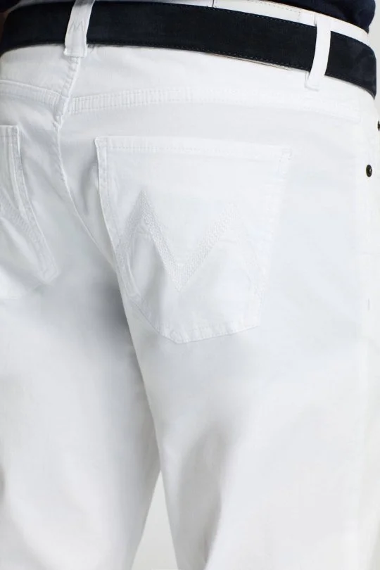 Pamuk Karışım Slim Fit 5 Cep Beyaz Yazlık Chino Pantolon