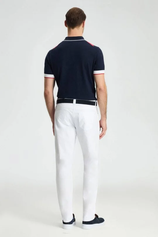 Pamuk Karışım Slim Fit 5 Cep Beyaz Yazlık Chino Pantolon