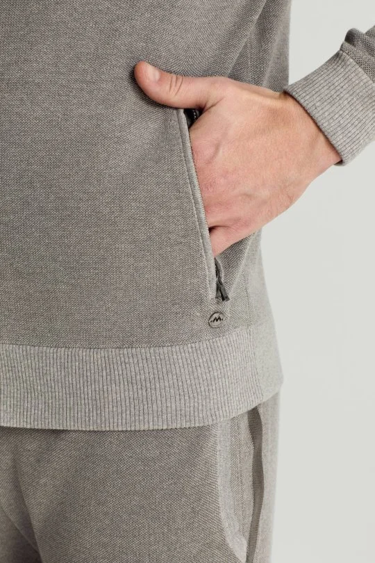 Hemington - Pamuk Karışımlı Kapüşonlu Fermuarlı Orta Gri Hırka (4)