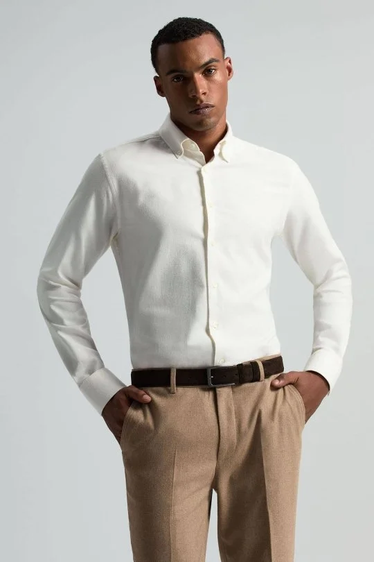 Hemington - Pamuk Kaşmir Karışım Beyaz Gömlek