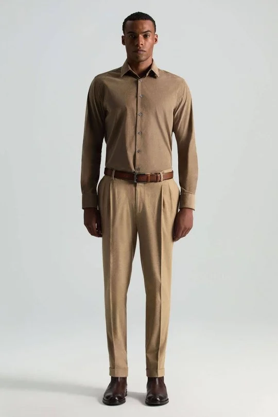 Hemington - Pamuk Kaşmir Karışım Camel Relax Chino Pantolon (1)