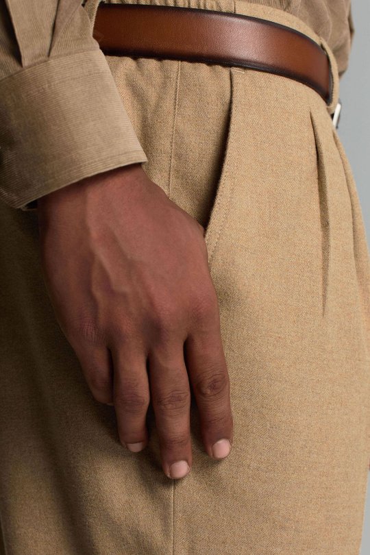 Pamuk Kaşmir Karışım Camel Relax Chino Pantolon