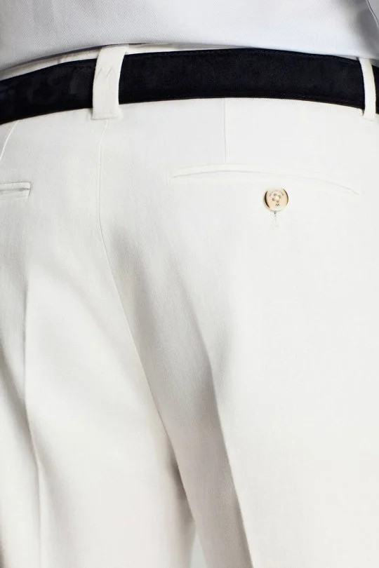 Hemington - Pamuk Keten Karışım Beyaz Yazlık Chino Pantolon (5)