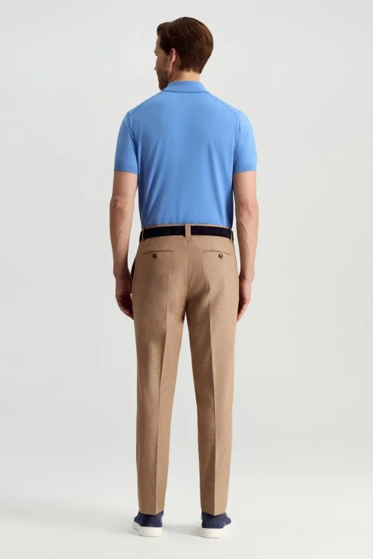 Hemington - Pamuk Keten Karışım Kahverengi Yazlık Chino Pantolon (5)