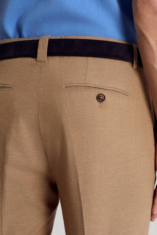 Hemington - Pamuk Keten Karışım Kahverengi Yazlık Chino Pantolon (4)