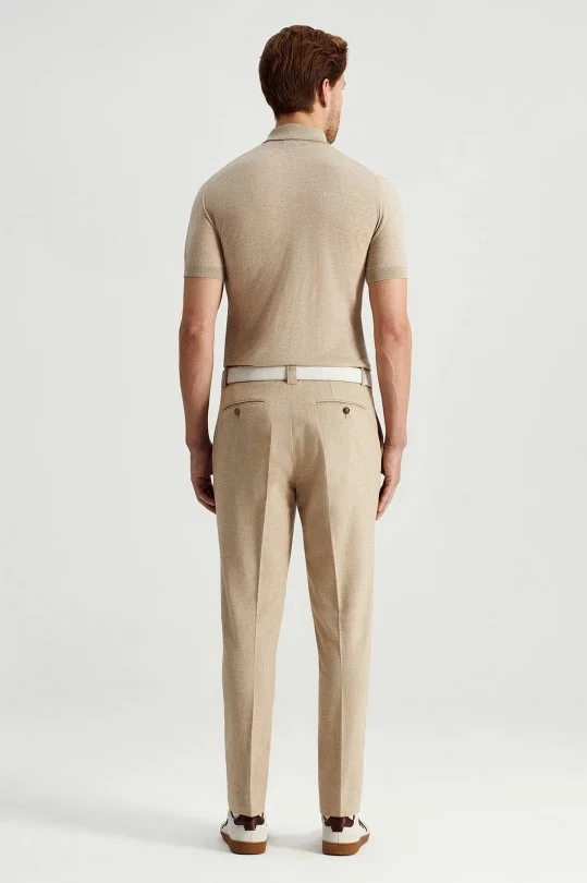 Hemington - Pamuk Keten Karışım Kum Rengi Yazlık Chino Pantolon (5)