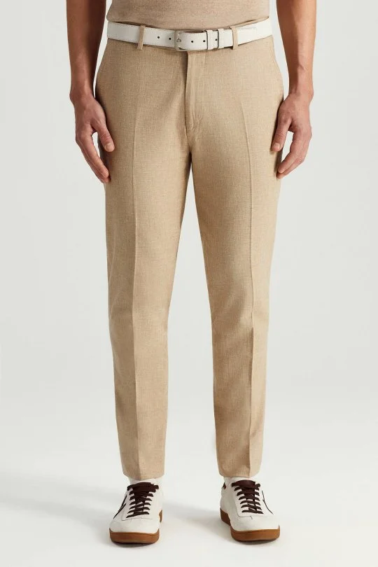 Hemington - Pamuk Keten Karışım Kum Rengi Yazlık Chino Pantolon (2)