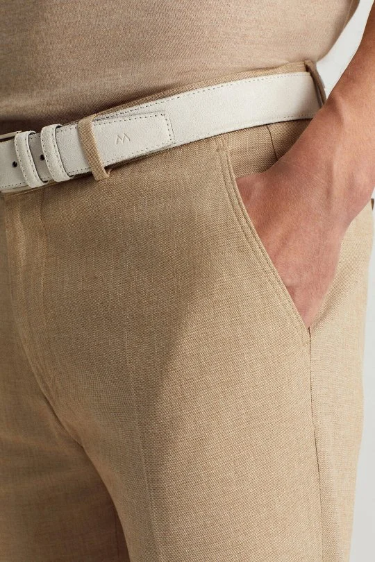 Hemington - Pamuk Keten Karışım Kum Rengi Yazlık Chino Pantolon (3)