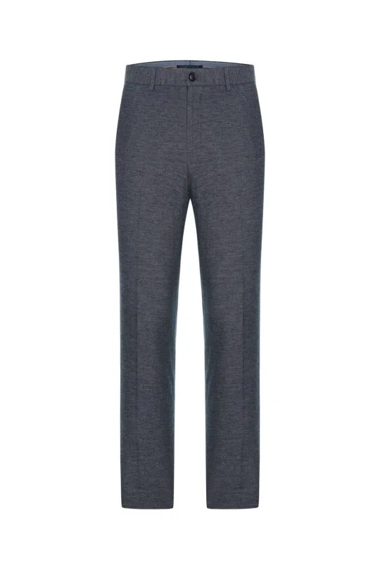 Hemington - Pamuk Keten Karışım Lacivert Yazlık Chino Pantolon (6)