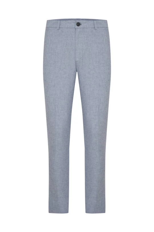 Hemington - Pamuk Keten Karışım Mavi Yazlık Chino Pantolon (6)