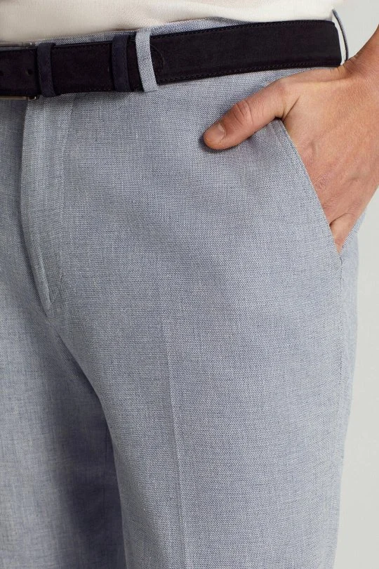 Hemington - Pamuk Keten Karışım Orta Mavi Chino Pantolon (3)