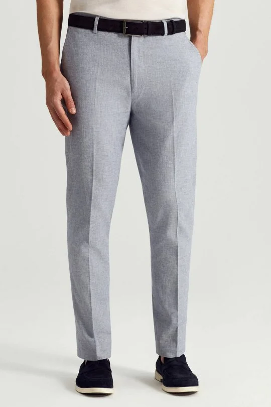 Hemington - Pamuk Keten Karışım Orta Mavi Chino Pantolon (2)