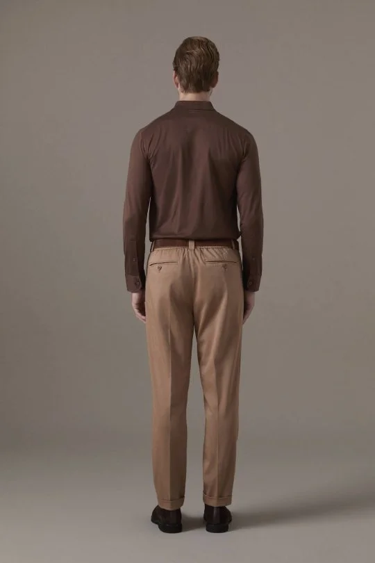 Pamuk Modal Camel Relax Chino Pantolon