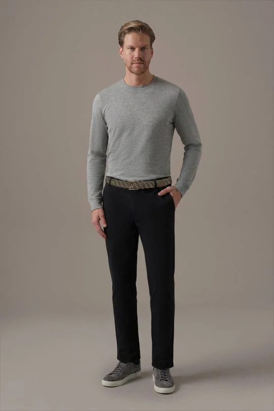 Pamuk Modal Siyah Chino Pantolon