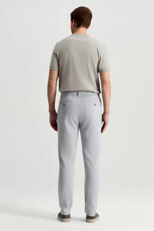 Pamuk Tencel Karışım Açık Mavi Relax Chino Pantolon