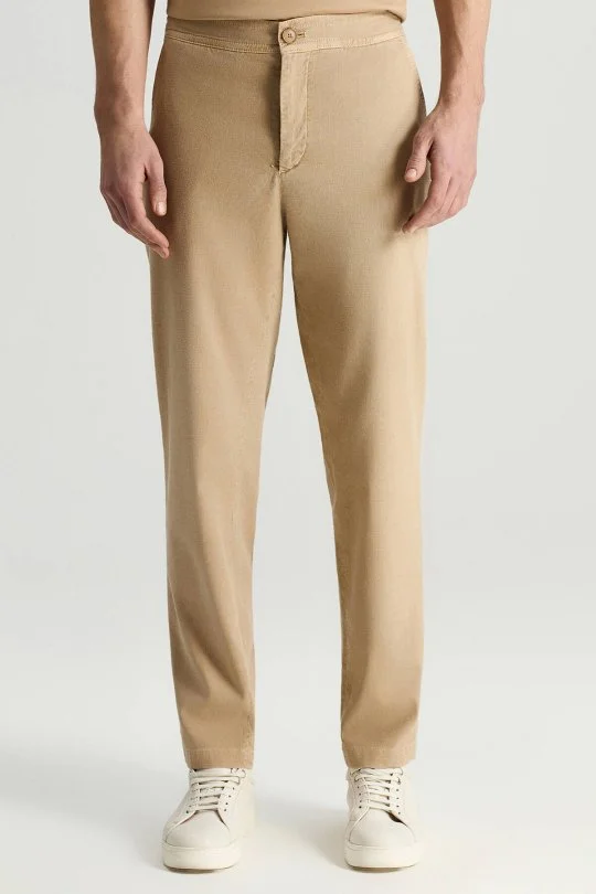 Hemington - Pamuk Tencel Karışım Bej Relax Chino Pantolon (1)