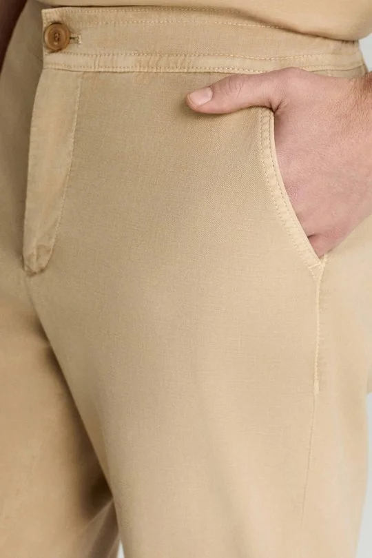 Hemington - Pamuk Tencel Karışım Bej Relax Chino Pantolon (3)