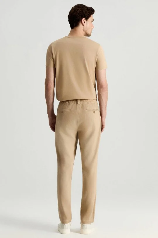 Hemington - Pamuk Tencel Karışım Bej Relax Chino Pantolon (5)