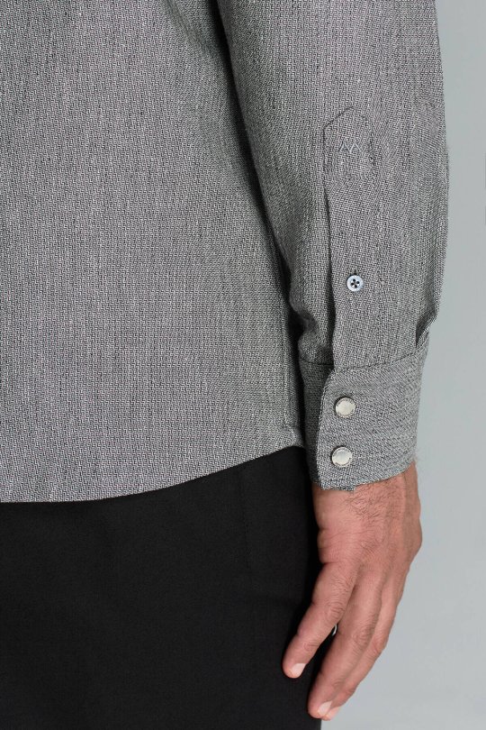Pamuk Tencel Kumaş Metal Düğmeli Antrasit Ceket Gömlek