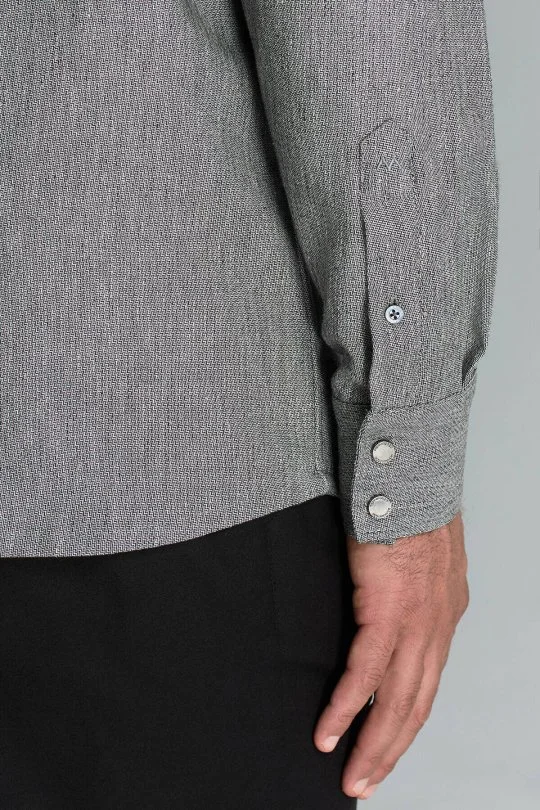 Hemington - Pamuk Tencel Kumaş Metal Düğmeli Antrasit Ceket Gömlek (5)